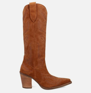 Dingo® Ladies'  Camel Embroidered Suede Evita Tall Snip Toe Boots Dingo® Ladies'  Camel Embroidered Suede Evita Tall Snip Toe Boots