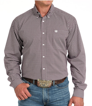 SALE Cinch® Men's L/S Purple Geo Print Button Shirt
