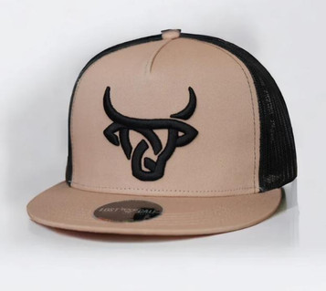 Lost Calf® Khaki/Black Basto Flat Bill Cap Lost Calf® Khaki/Black Basto Flat Bill Cap