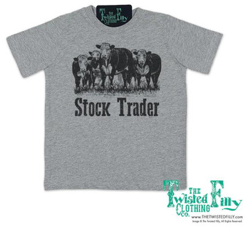 The Twisted Filly® Boys' S/S Heathered Grey Stock Trader T-Shirt The Twisted Filly® Boys' S/S Heathered Grey Stock Trader T-Shirt