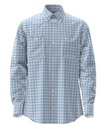 SALE Wrangler® Men's L/S George Strait Blue/White Plaid Button Shirt