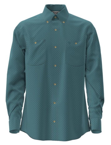 SALE Wrangler® Men's L/S George Strait Aqua Prinnt Button Shirt