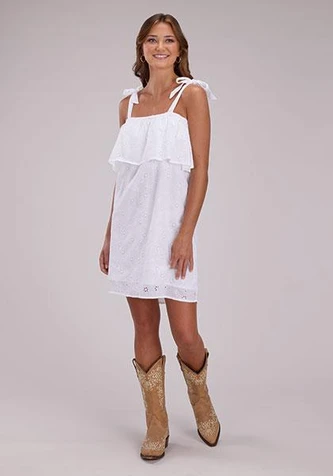 SALE Roper® Ladies' White Eyelet Shoulder-Tie Dress