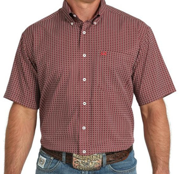 SALE Cinch® Men's S/S Burgundy Medallion Print Button Arenaflex Shirt