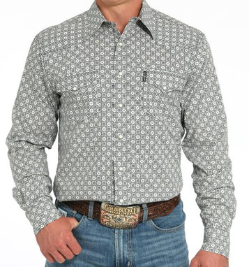Cinch® Men's L/S Gray Multicolor Diamond Print Snap Modern Fit Shirt Cinch® Men's L/S Gray Multicolor Diamond Print Snap Modern Fit Shirt