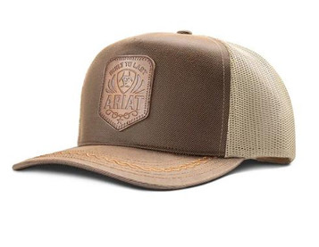 Ariat® Brown/Tan Oilskin Faux Leather Patch Cap