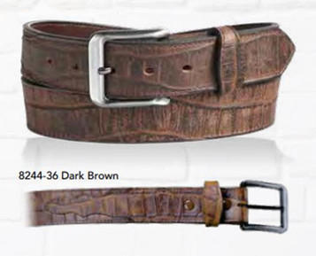 Gingerich® Men's Dark Brown Gator Pattern with Scallops Belt