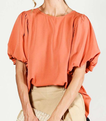 SALE Vine & Love® Ladies' S/S Sienna Round Neck Bubble Sleeve Blouse