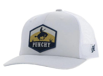 Hooey® Grey/White Ranchero Punchy Patch Trucker Cap
