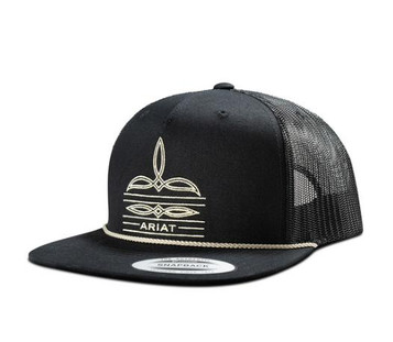 Ariat® Black Boot Stitched/Rope Flat Bill Cap