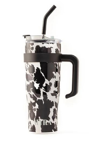 Myra® Black/White Cowhide Print Wide Wyoming Tumbler