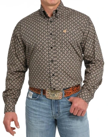 SALE Cinch® Men's L/S Black Geo Print Button Shirt