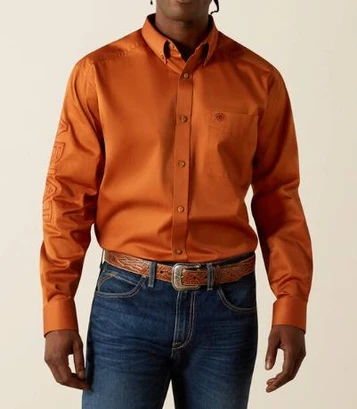 SALE Ariat® Men's L/S Adobe/Brick Team Logo Twill Classic Fit Button Shirt