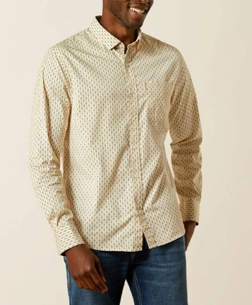 SALE Ariat® Men's L/S Off-White Print Maverick Modern Fit Button Shirt