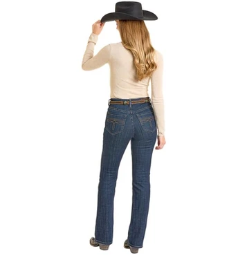 SALE Rock & Roll Denim® Ladies' Front Detail High Rise Dark Wash Bootcut Jean