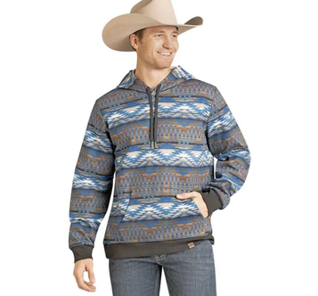 SALE Rock & Roll Denim® Men's Blue/Grey Aztec Print Hoodie