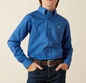 SALE Ariat® Boys' L/S Royal Blue Print Stratford Classic Fit Button Shirt