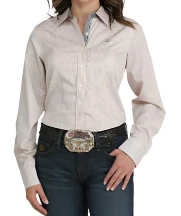 SALE Cinch® Ladies' L/S Orange Stripe Button Shirt