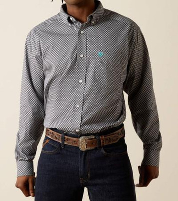 Ariat® Men's L/S Dark Grey Print WF Caleb Classic Fit Button Shirt Ariat® Men's L/S Dark Grey Print WF Caleb Classic Fit Button Shirt