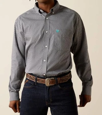 SALE Ariat® Men's L/S Dark Grey Print WF Caleb Classic Fit Button Shirt