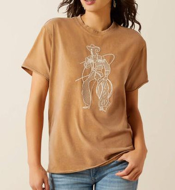 SALE Ariat® Ladies' S/S Toasted Coconut Mineral Wash Cowboy T-Shirt