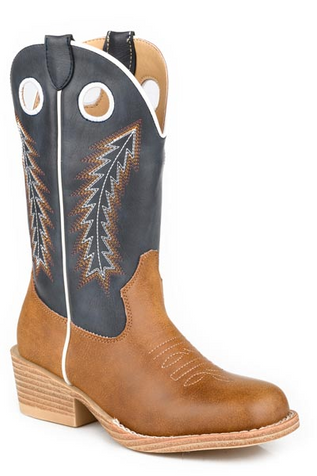 Roper® Little Kids' Tan/Navy Faux Leather Cowboy Boots Roper® Little Kids' Tan/Navy Faux Leather Cowboy Boots