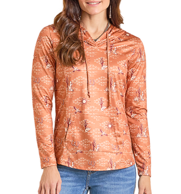 SALE Panhandle Slim® Ladies' Camel/Southwest Print Performance Hoodie