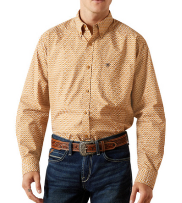 SALE Ariat® Men's L/S Burnis Tan/Aztec Diamond Print Button Shirt