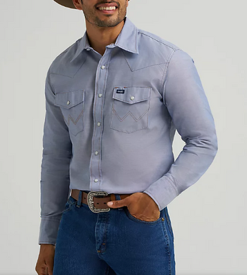 Wrangler Cowboy Cut® Men's L/S Pale Chambray Snap Work Shirt Wrangler Cowboy Cut® Men's L/S Pale Chambray Snap Work Shirt