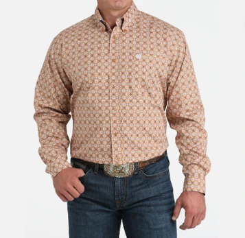 SALE Cinch® Men's L/S Light Brown/Purple Geo Print Button Shirt