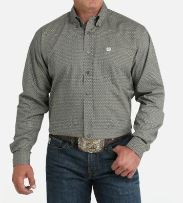 SALE Cinch® Men's L/S Olive Diamond Print Classic Fit Button Shirt