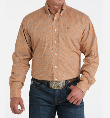 Cinch® Men's L/S Caramel Brown Diamond Print Classic Fit Button Shirt Cinch® Men's L/S Caramel Brown Diamond Print Classic Fit Button Shirt
