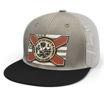 FloGrown® Grey Florida Flag Flat Bill Cap FloGrown® Grey Florida Flag Flat Bill Cap