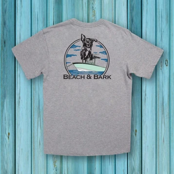 SALE Beach & Barn® Unisex S/S Oxford Heather Grey Bow Wow T-Shirt