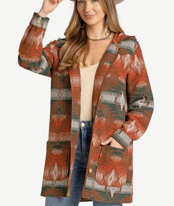 Rock & Roll Denim® Ladies' Aztec Jacquard Coat with Hood Rock & Roll Denim® Ladies' Aztec Jacquard Coat with Hood