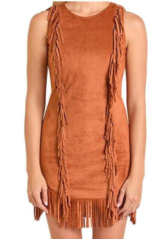 SALE Rock & Roll Denim® Ladies' Sleeveless Microsuede Dress with Fringe