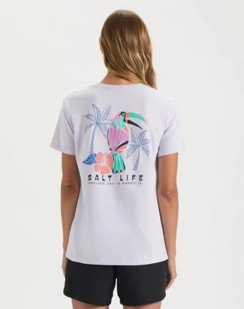 SALE Salt Life® Ladies' S/S Lavender Toucan Palms T-Shirt