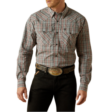 Ariat® Men's L/S Grey Plaid Pro Series Trenton Fitted Snap Shirt Ariat® Men's L/S Grey Plaid Pro Series Trenton Fitted Snap Shirt