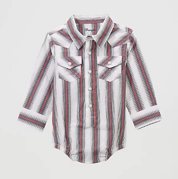 Wrangler® Infant/Toddler Boys' L/S Brushpopper Red Stripe Bodysuit Wrangler® Infant/Toddler Boys' L/S Brushpopper Red Stripe Bodysuit