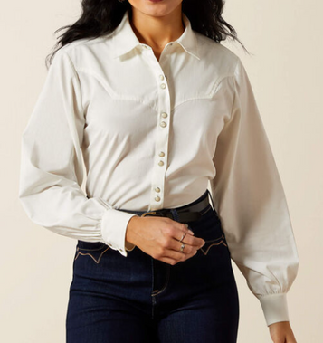 Ariat® Ladies' L/S White Alyssum Jolie Western Snap Shirt Ariat® Ladies' L/S White Alyssum Jolie Western Snap Shirt
