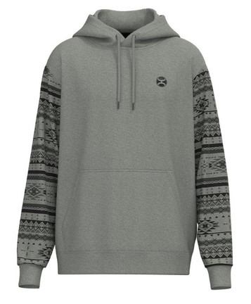 Hooey® Men's Grey/Aztec Sleeves Lengendary Polar Fleece Hoodie