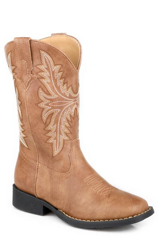 SALE Roper® Kids' All Tan Faux Leather Square Toe Boots
