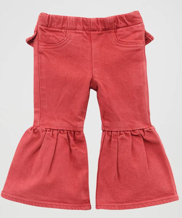 SALE Wrangler® Infant/Toddler Vibrant Chili Pullup Ruffle Leg Flare Jeans