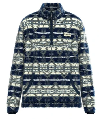 SALE Hooey® Men's Navy/Cream Aztec Bear Fleece 1/4 Zip Jacket