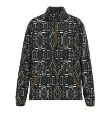 SALE Hooey® Men's Black/Brown Aztec Bozeman Fleece 1/4 Zip Jacket