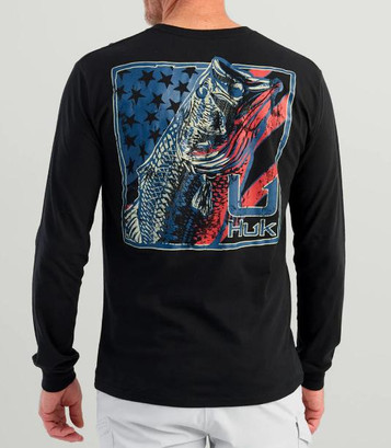 SALE HUK® Men's L/S KC Freshwater Icon Pocket T-Shirt