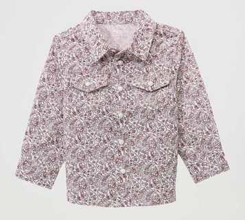 Wrangler® Infant Boys' L/S Burgundy/White Paisley Snap Shirt Wrangler® Infant Boys' L/S Burgundy/White Paisley Snap Shirt
