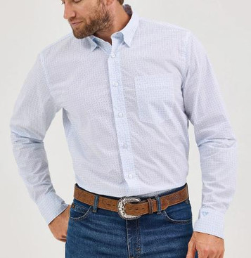 Wrangler® Cody.Johnson™ Men's L/S Pale Blue Squared Button Shirt