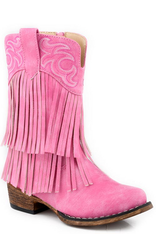 SALE Roper® Toddler Pink Faux Leather Fringed Boots