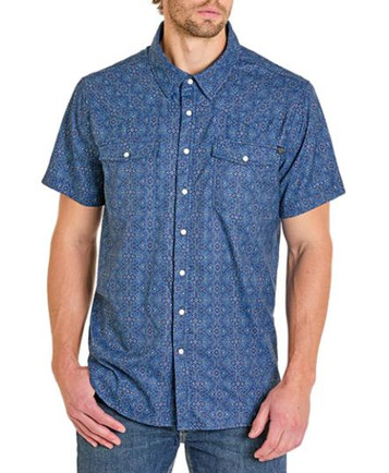 Rock & Roll Denim® Men's S/S Blue Geo Print Snap Shirt Rock & Roll Denim® Men's S/S Blue Geo Print Snap Shirt